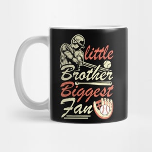 Little Brother Biggest Fan Baseball Family Bro Kids For Boys Mug